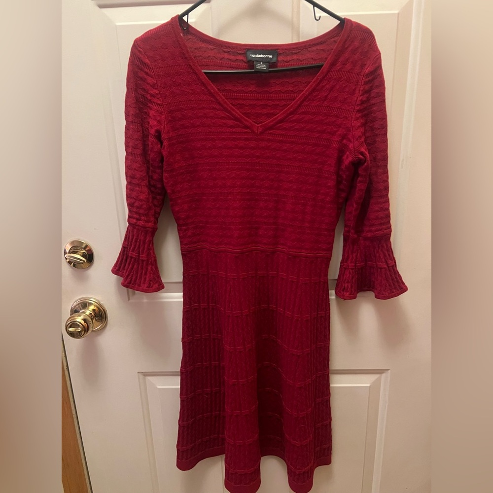 Liz Claiborne Red Long Sleeve Dress
